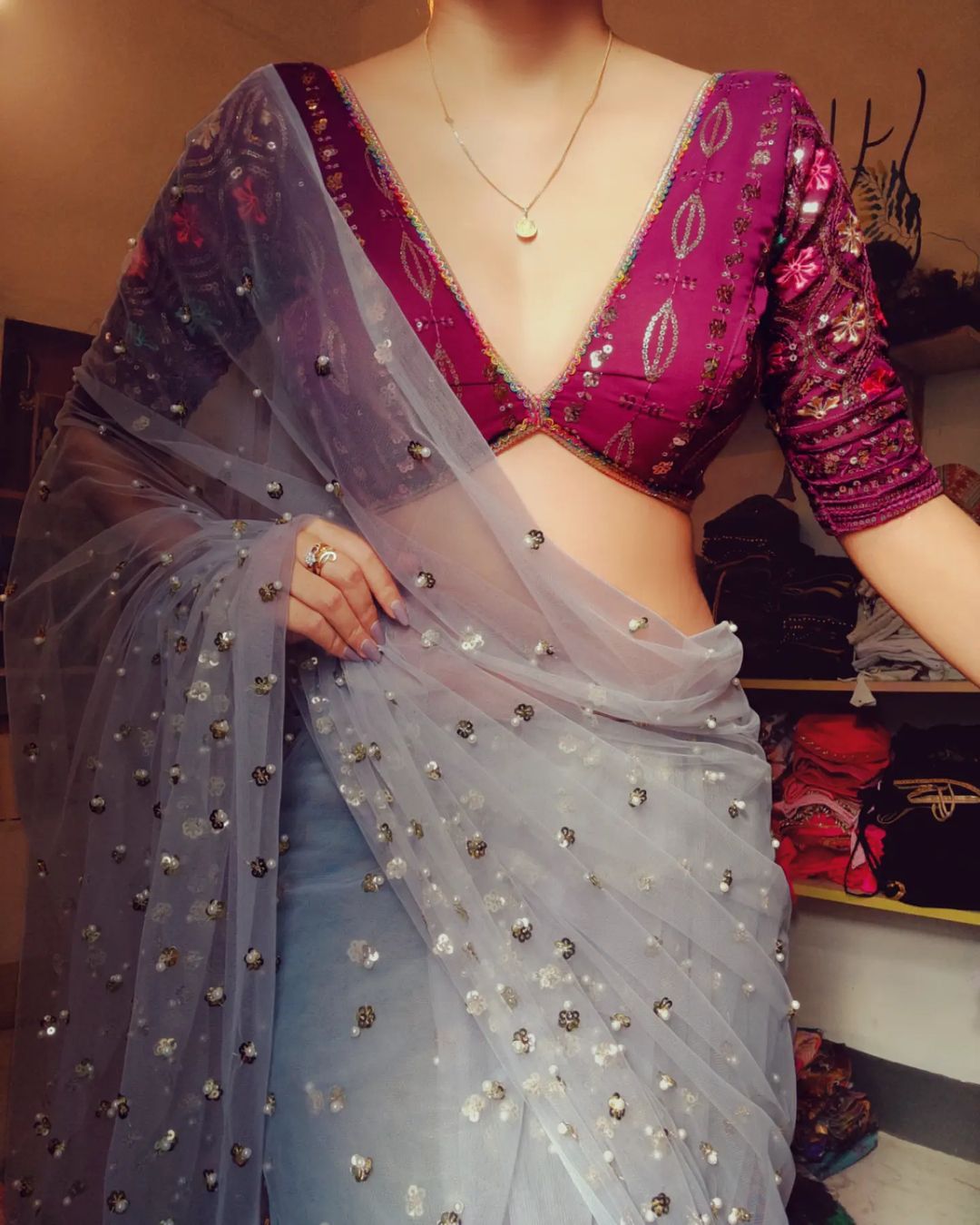 Heavy Butterfly Net | Saree