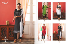 100 Miles Wella Cotton Casual Kurti With Bottom Dupatta