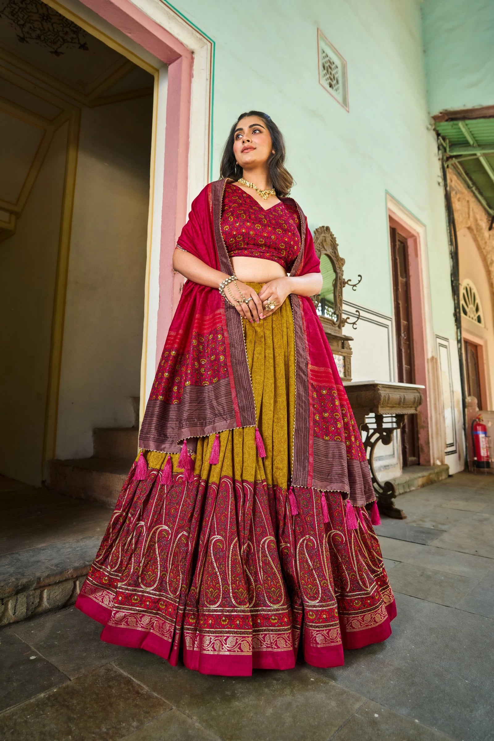 Beautiful Designer Tussar Silk Lehenga Choli