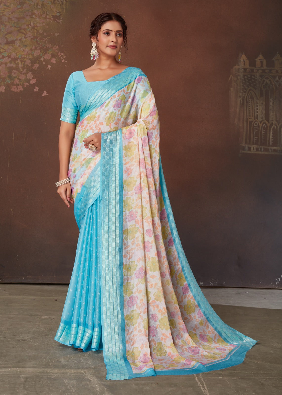 Sr Aavi 3 Chiffon Fancy Printed Saree Collection