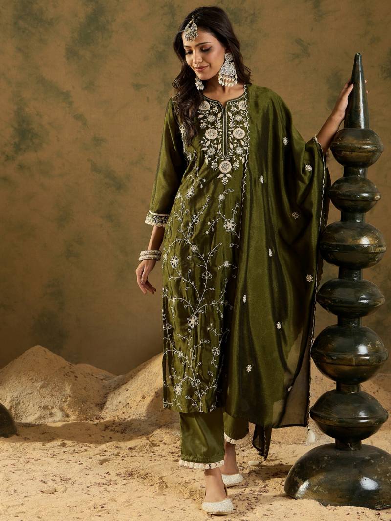 Indo Era 2512 Designer Silk Blend Kurti Bottom With Dupatta