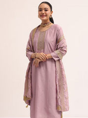 Mauve Pink Georgette silk Kurta Set With Dupatta